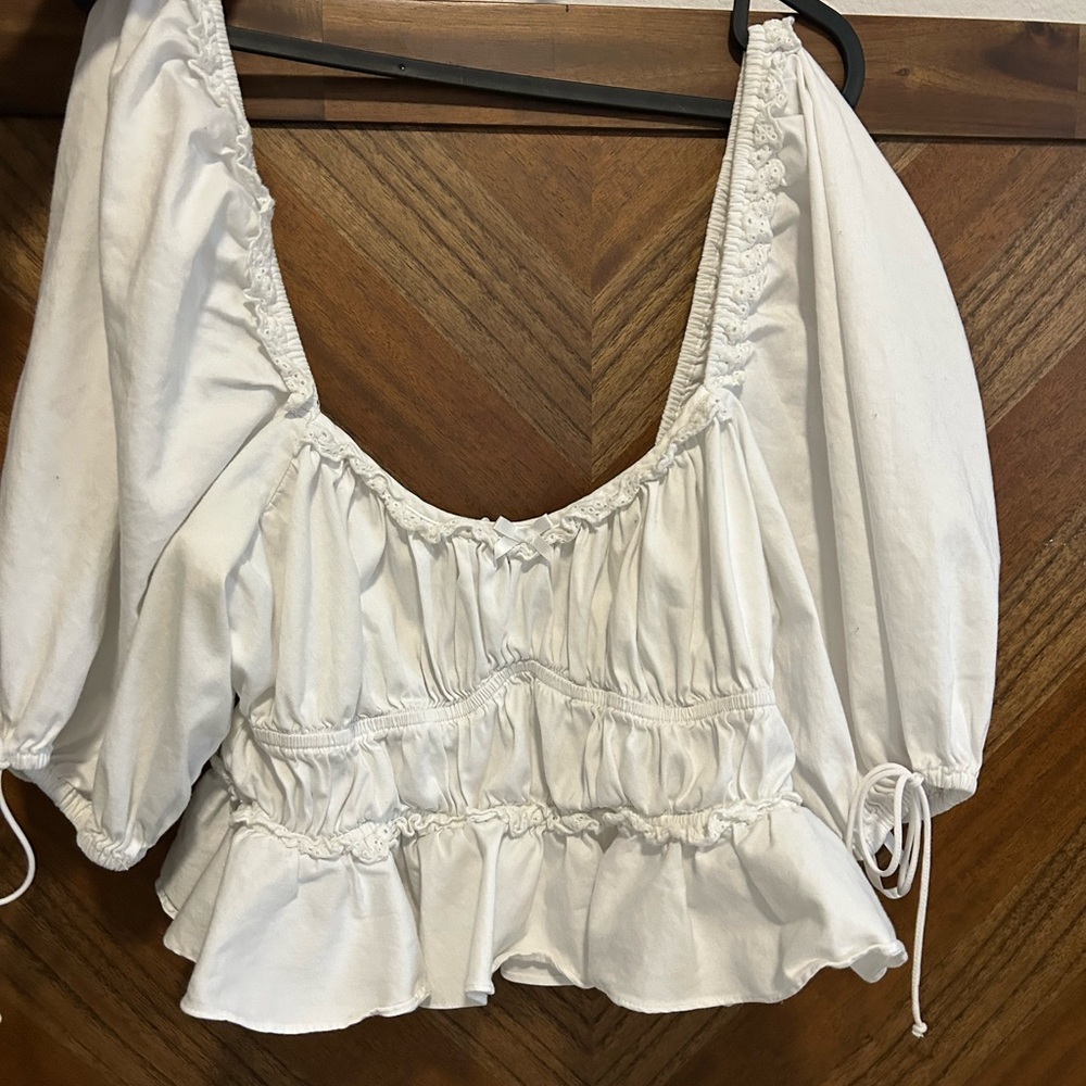 For Love and Lemons Jackson White Crop Top